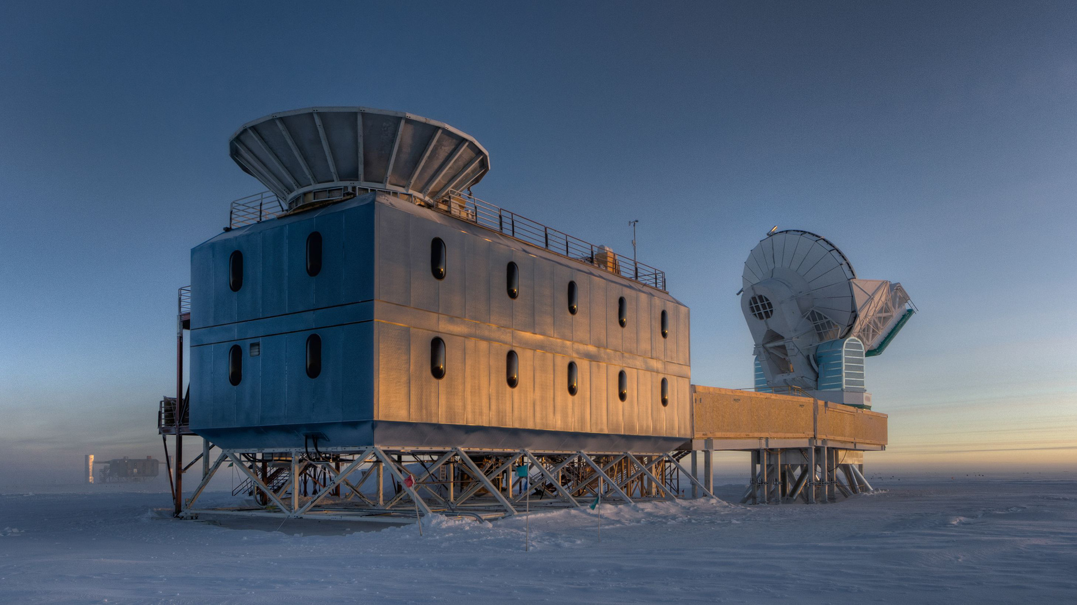The Dark Sector Lab at the South Pole (BICEP at left, SPT at right)